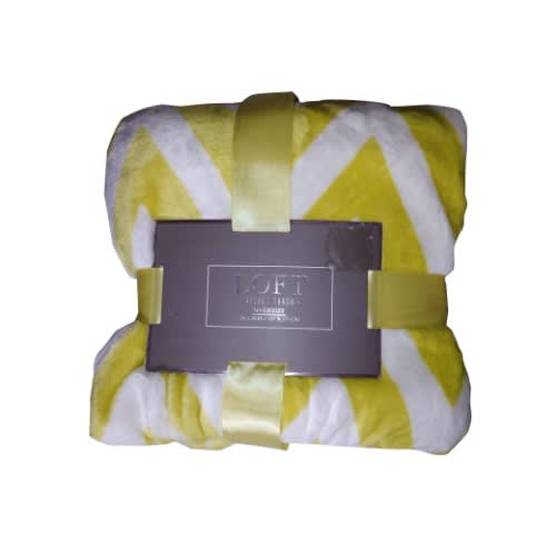 Loft Queen Velvet Blanket - Lemon Green  White