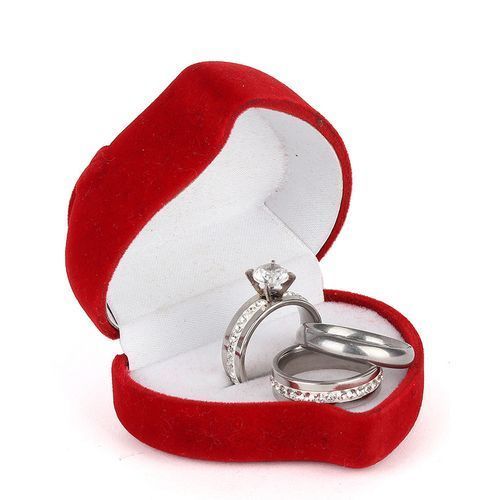 All Round Silver Stoning Engagement And Wedding Ring