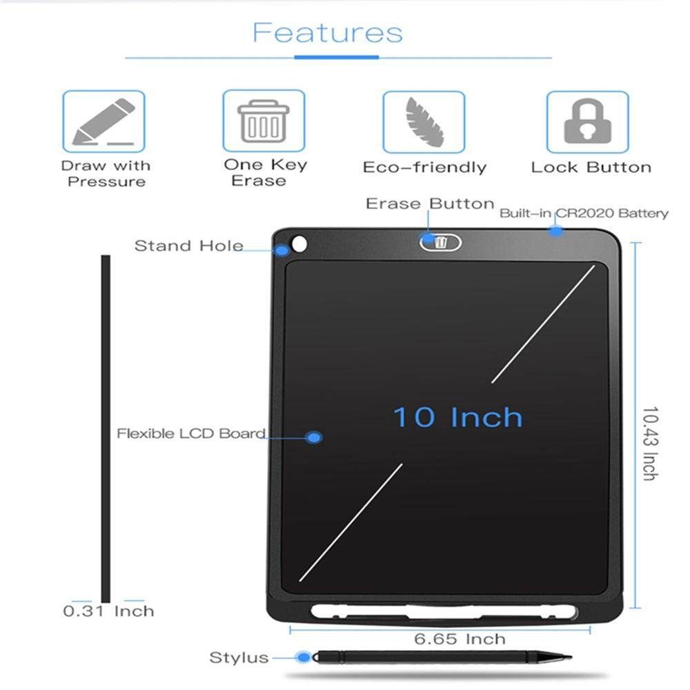 AS1010A 10 Inch Portable LCD Writing Tablet Digital Drawing Notepad Handwriting Board With Pen Black (black)