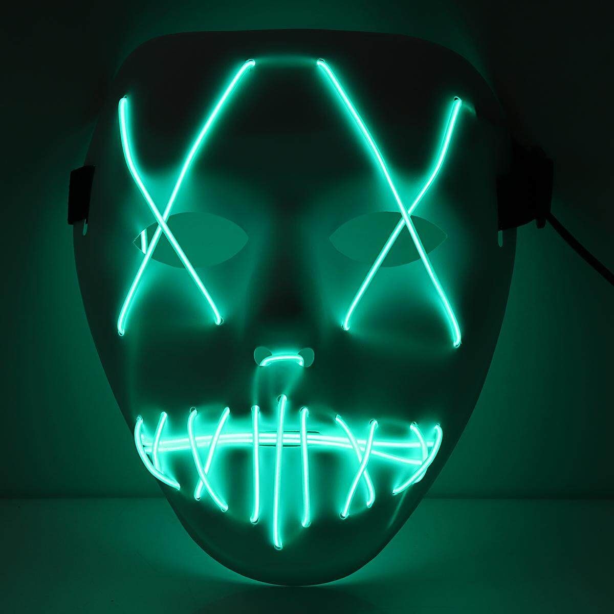 Halloween EL LED Light Up Party Masks Year Tik Tok Funny Costume Ball Green
