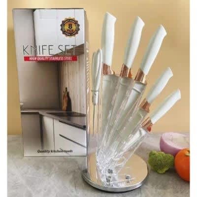 Kitchen Knife Set With Block And Marble Handles