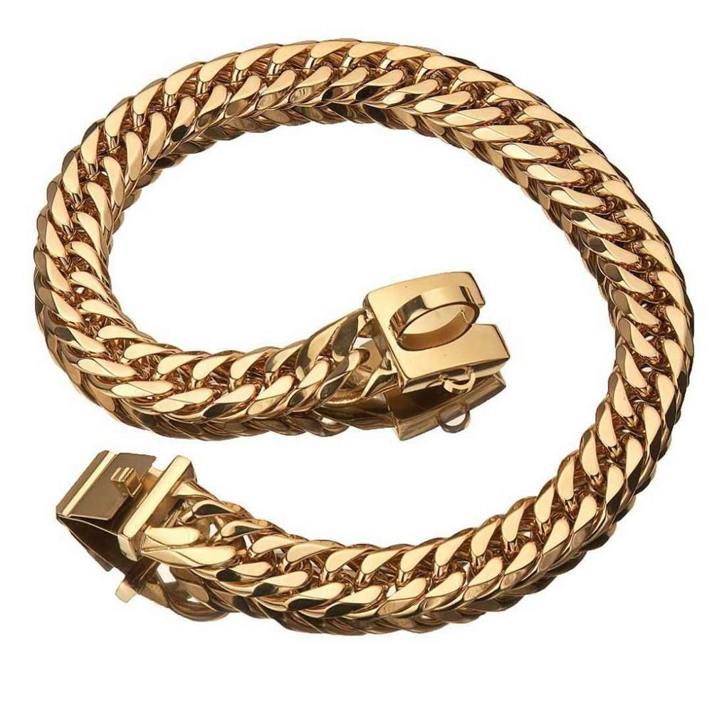Pet Chain Dog Collar Leash 17mm Gold-Gold