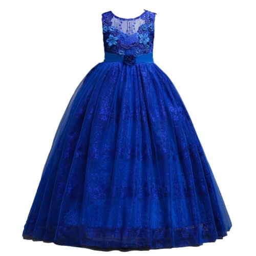 Buy Girl's Detailed Long Gown - Royal Blue in Nigeria