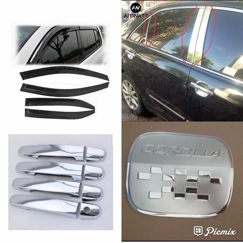 4 In 1 Corolla 2008-2012 Sunshade, Door Pillar, Silver Door Handle Cover, Tank Cover