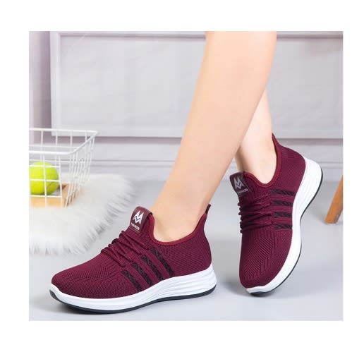 Thickened Bottom Mesh Unisex Sneakers-red.