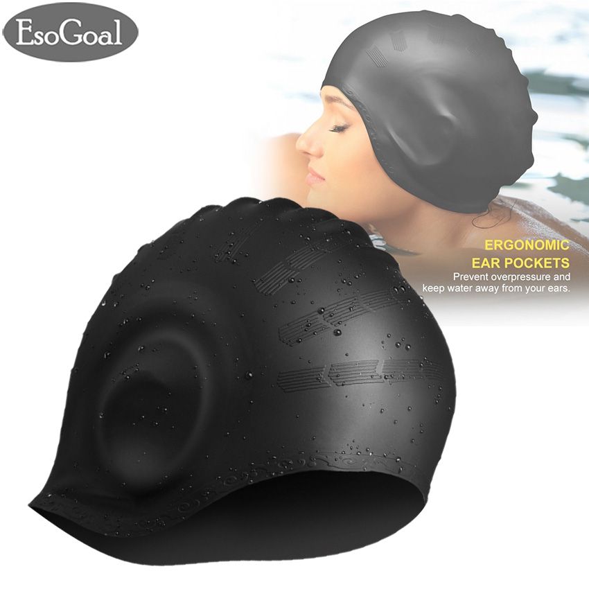EsoGoal Ear Protection Swimming Cap Waterproof Silicone Hat