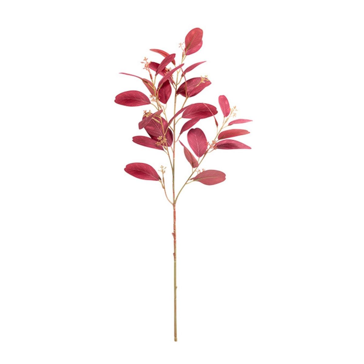 False Eucalyptus Branch with Fruits DIY INS Style-Wine Red