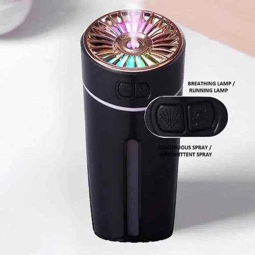 Rechargeable Usb Aroma Humidifier Colorful Ambient Light Car Humidifier - Black