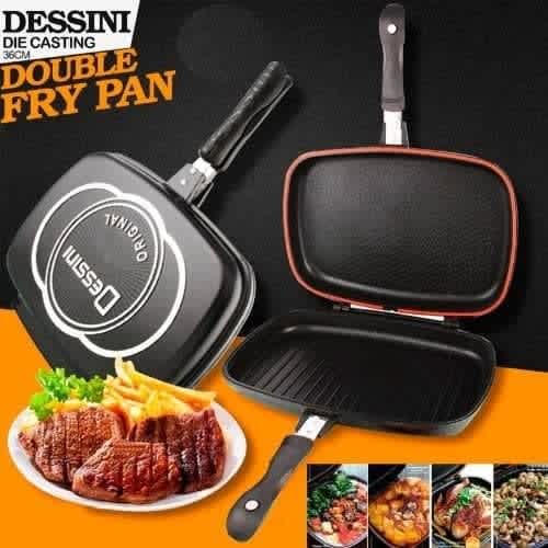 Double Sided Non-stick Pressure Grill Pan - Black