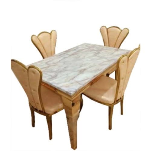 Marble Goldine Dining Set Furniture + 4 Dining Chairs