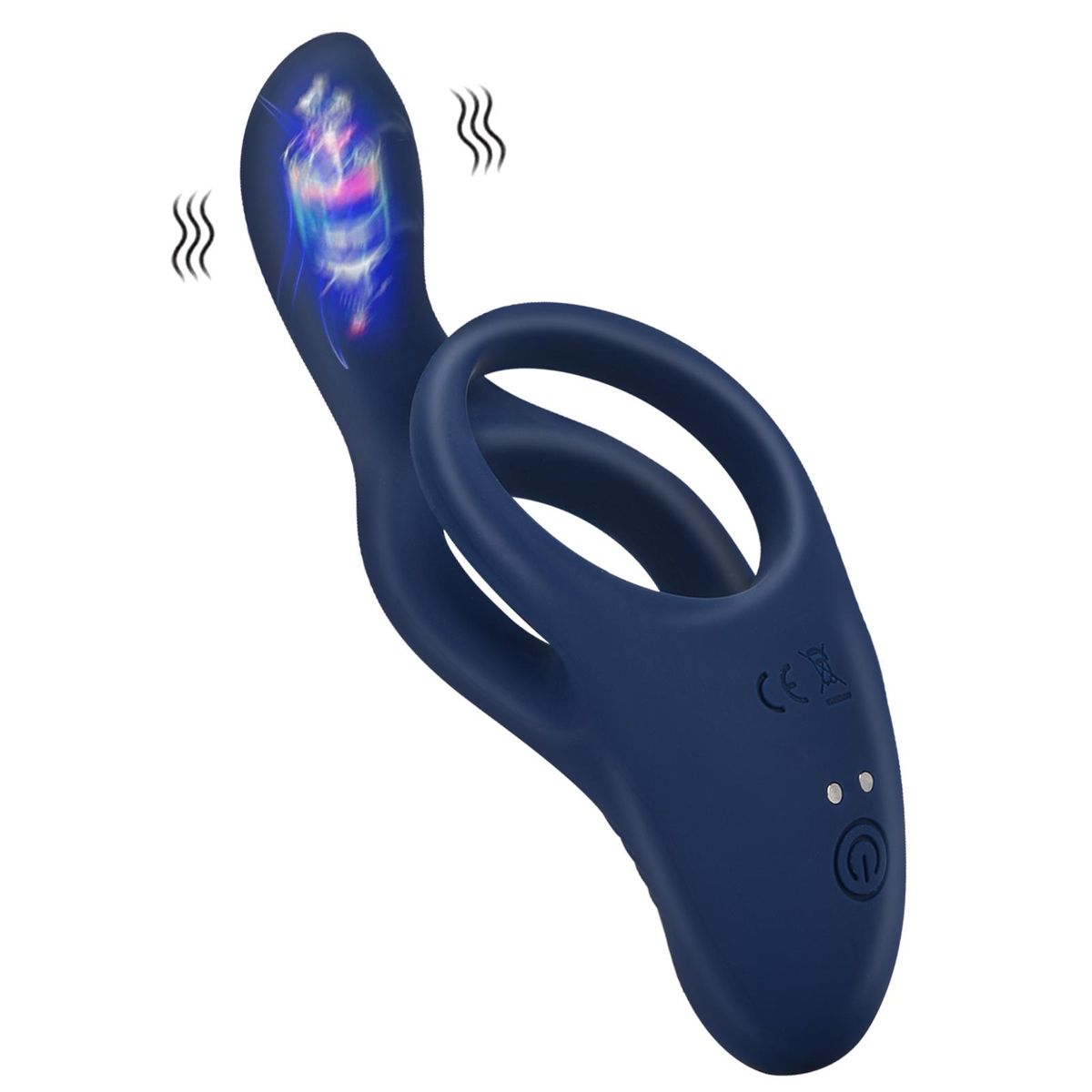 Vibrating Lock Double Ring for Men Slow Ejaculation G-spot Stimualtion IPX7 Waterproof Magnetic Charging