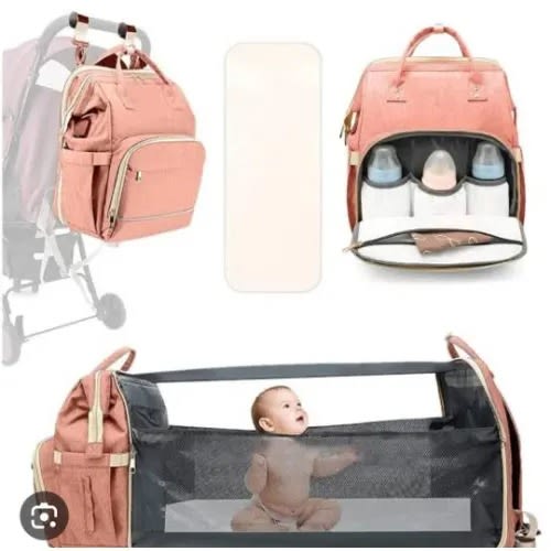 Mom Backpack Nursing Diaper Bag Convertible To Baby Bed