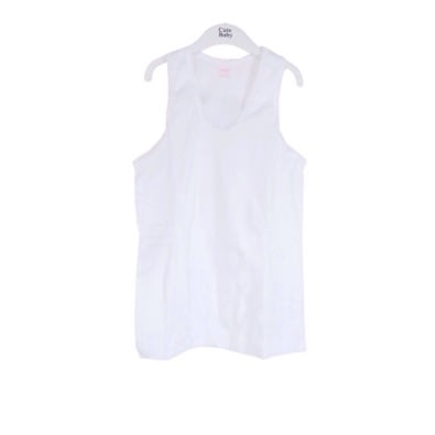 Girl's Pure Cotton White Singlet - 3pcs