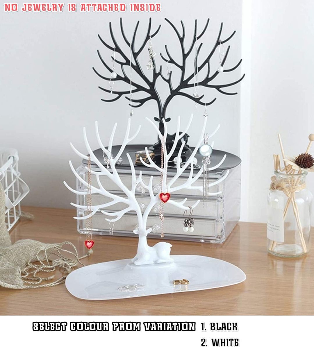 Jewellery Tree Stand, Guador Forest Antler Tree Storage Display Stand Decorative Necklace Jewelry Holder Earring Bracelet Rack Tower Stand Ring Tray Deer Gift For Girls