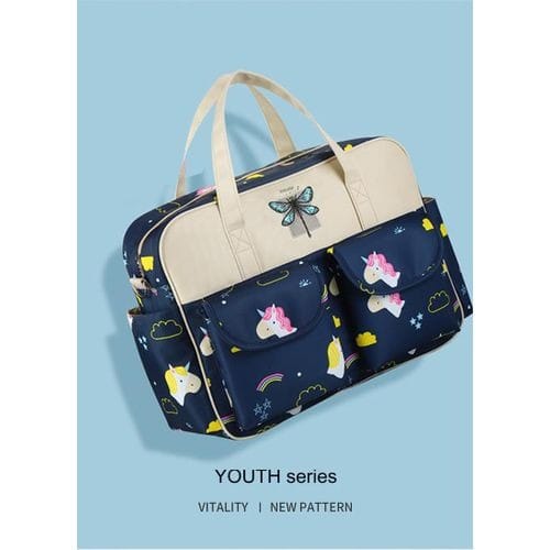 Large Capacity Baby Diaper Duffel Bag - Nappy Mother Tote Bag - Blue