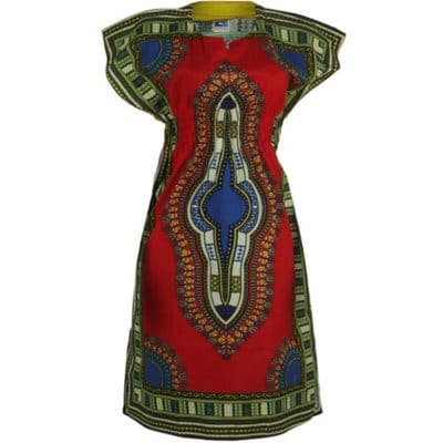 African Print Traditional Midi Dress - Red