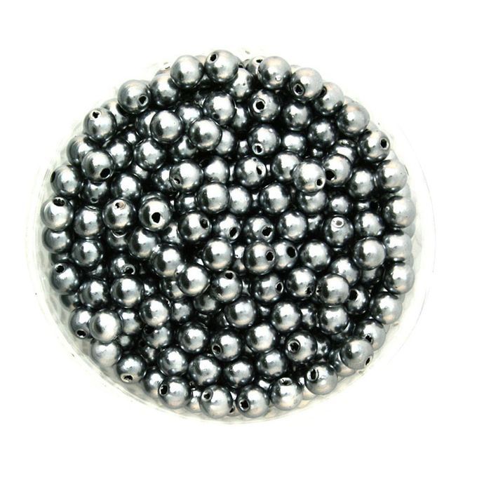 500pcs 6mm Round Plastic Imitation Pearl Spacer Beads DIY Silver Grey