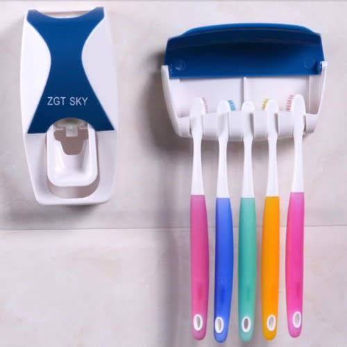 Toothpaste Dispenser & Brush Holder - Blue