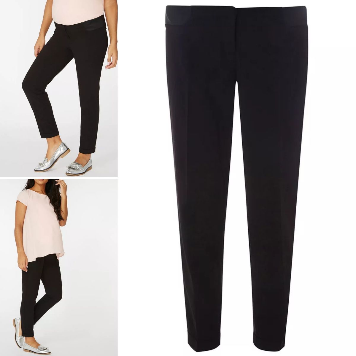 Naples Straight Leg Underbump Black Maternity Trousers