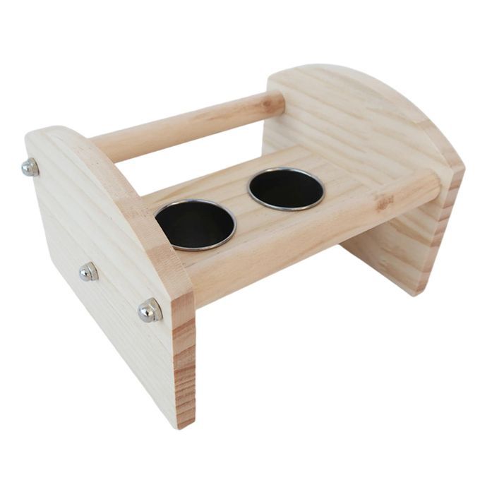 Feeder Dishes Water Food Bowl Conures Parakeet Wood