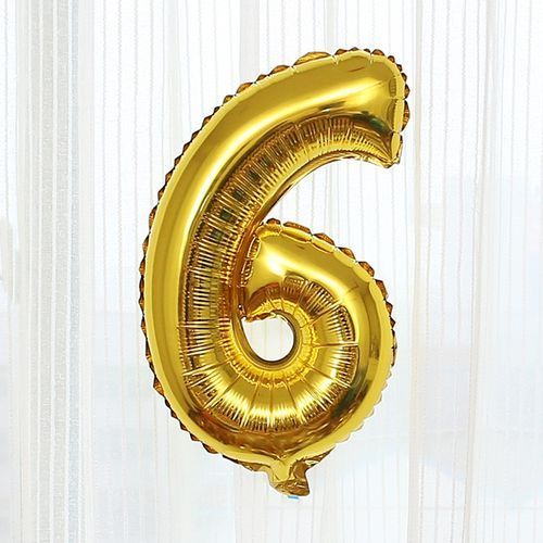 Birthday Number Balloon - Gold - 6
