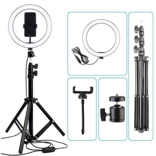 10 Inches Ringlight With Tripod Stand  Bluetooth Shuttle Remote For Selfie 3 Modes Light