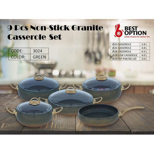 Cookware 9 Piece Non Stick Granite Copper Set