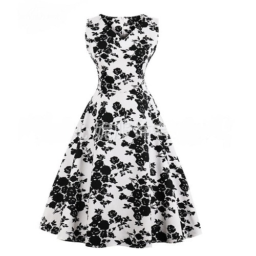 Ladies Knee-length Skater Vintage Dress
