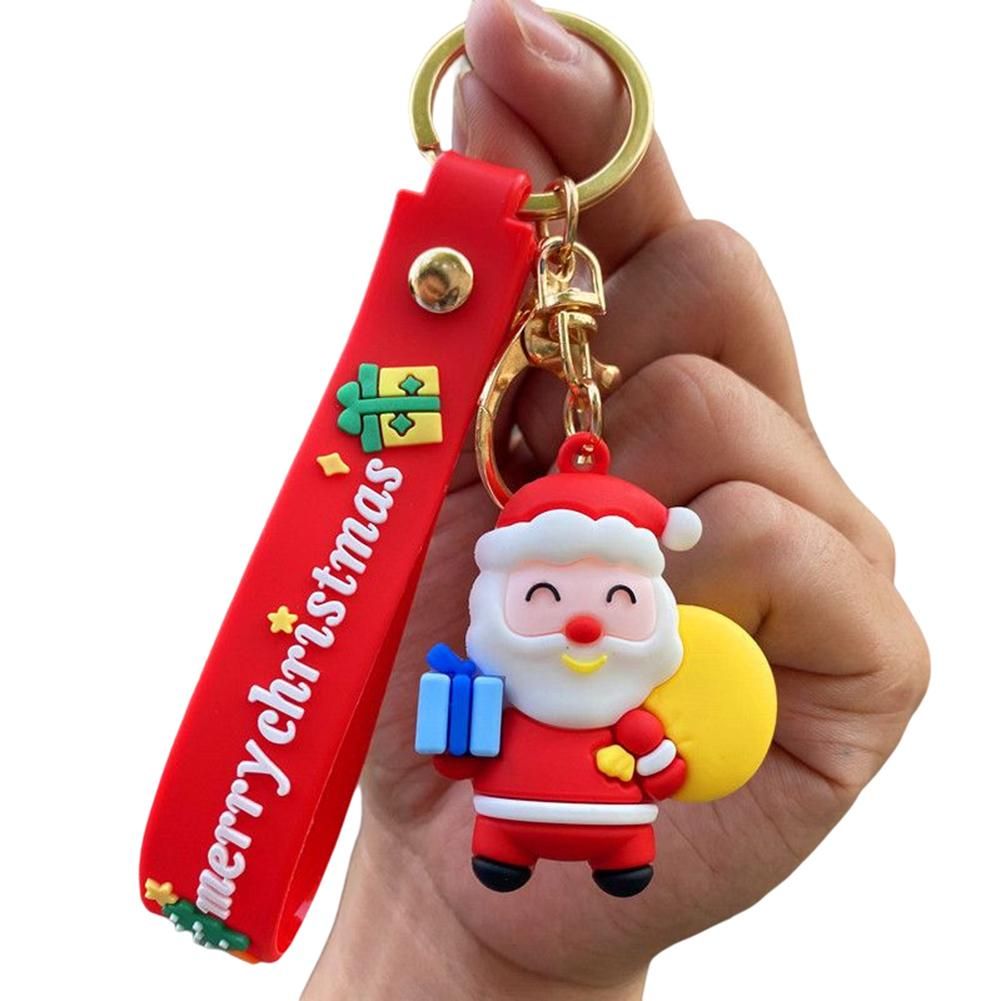 Cute Cartoon Christmas Keychain PVC Christmas Theme Pendant