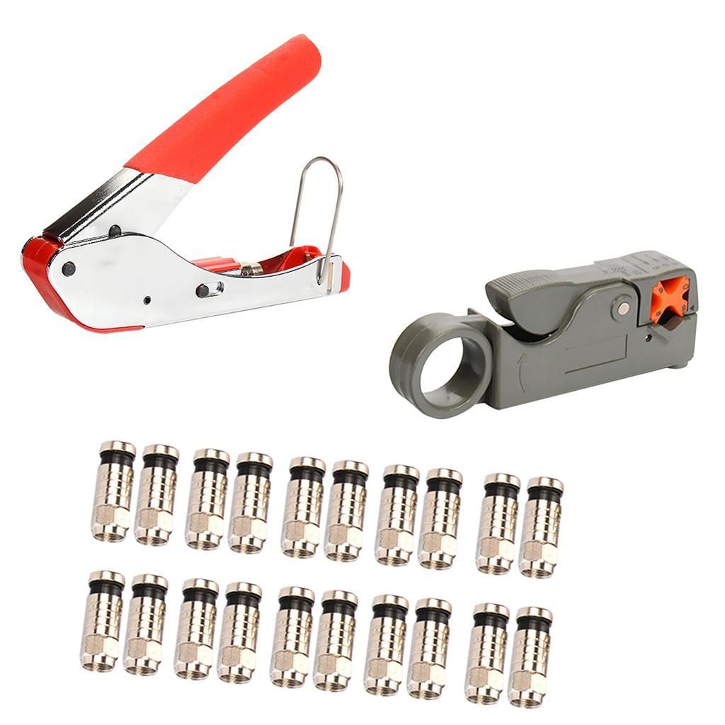 Coax Coaxial Cable Crimper Compression Tool With 20 Black