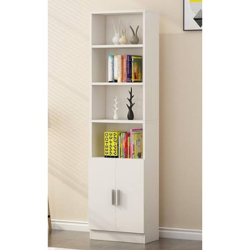 Book Case Rack And Storage Organization With 2 Door Cupboard - White