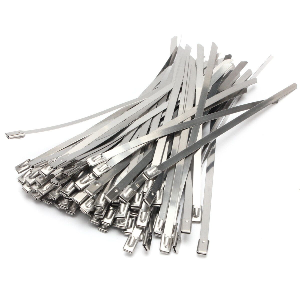 10PCS 0.39'' X 15.75'' Stainless Steel Metal Cable Zip Tie Wrap Exhaust Straps