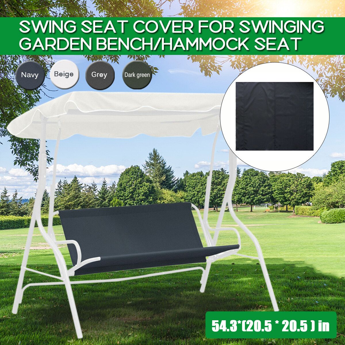 Garden Swing Chair Seat Replacement Canopy Spare Cover 138x52x52cm Waterproof Polyester Cushion Patio Outdoor Sunshade Dark Grey