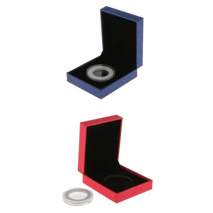 2pcs Single Coin Medal Collectors PLUSH VELVET PRESENTATION Red+Blue