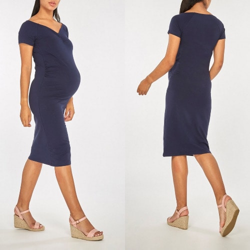 Sweetheart Neck Blue Maternity Dress