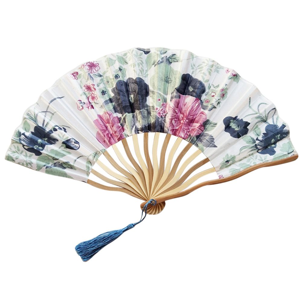 Folding #H30 Style Chinese/Spanish Summer Party Hand Gift Dropshipping Held Wedding Colorful Flower Fan Bamboo Dance Paper