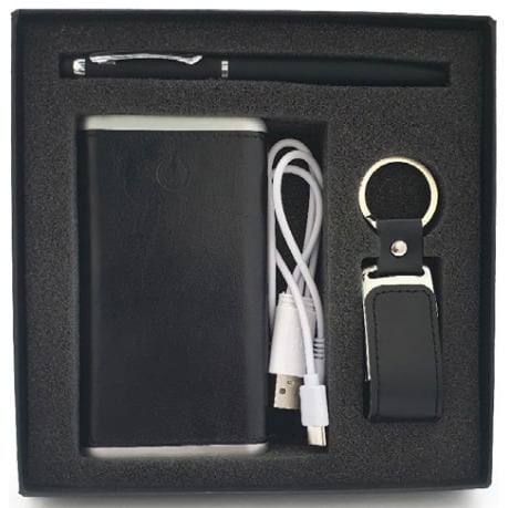 Gift Set Power Bank, 8GB Flash Drive, And Pen - 3 Pieces