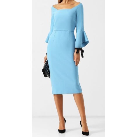 Flared Sleeve Dress -Blue