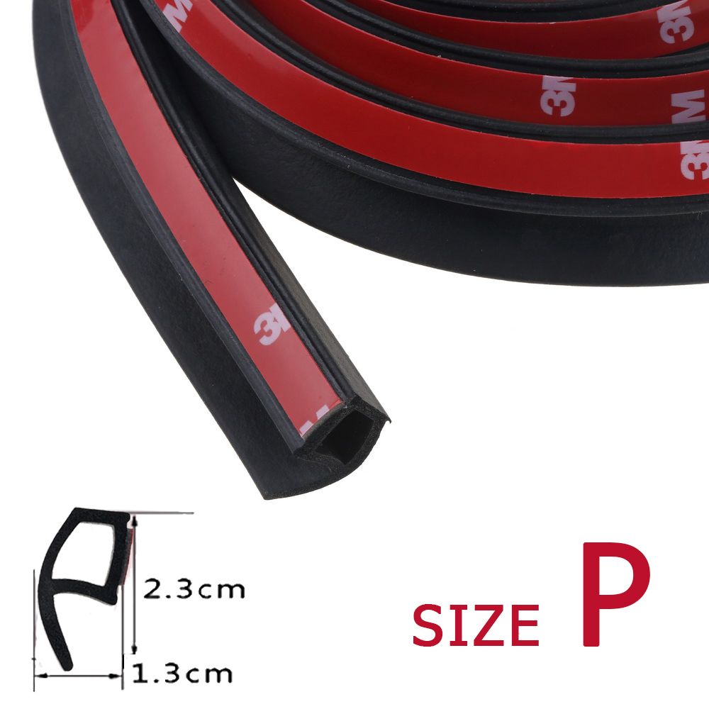 2 Meter EPDM Rubber Weatherstrip Car Door Seal Strip Big D Z P Type Waterproof Sound Insulation Soundproof Auto Seal 3M Adhesive-Fillers, Adhesives