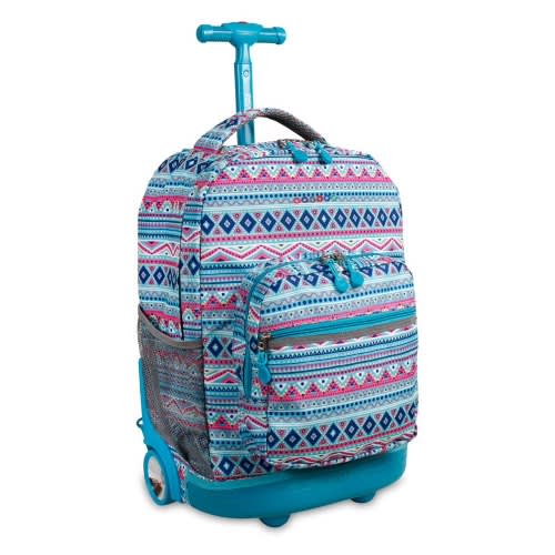 18inch Sundance Rolling Backpack- Mint Tribal