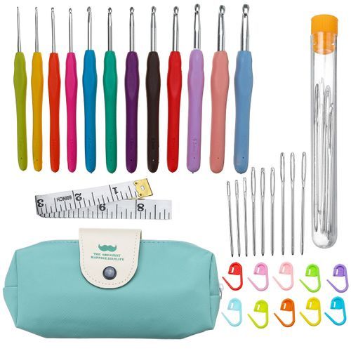 Crochet Hooks Kit ECO Yarn Knitting Needles Sewing Tools Grip Set