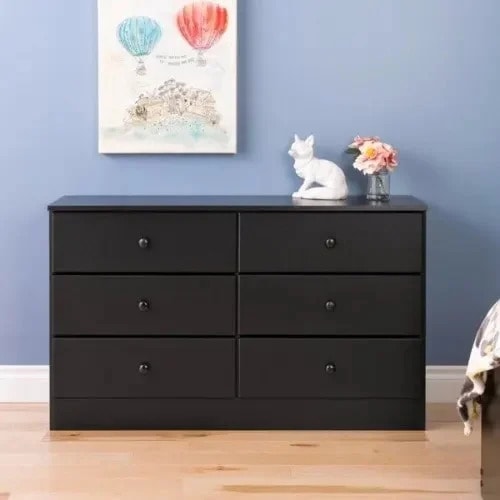 Bella Dresser With 6 Drawer - Black