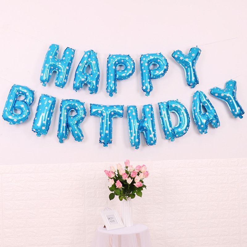 2 PCS Happy Birthday Letter Balloon-Classic Blue