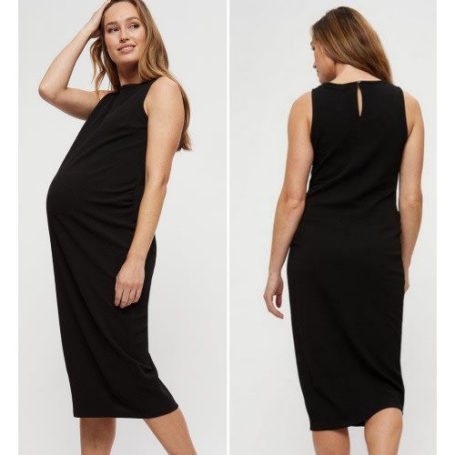 Sleeveless Knee Length Black Maternity Dress
