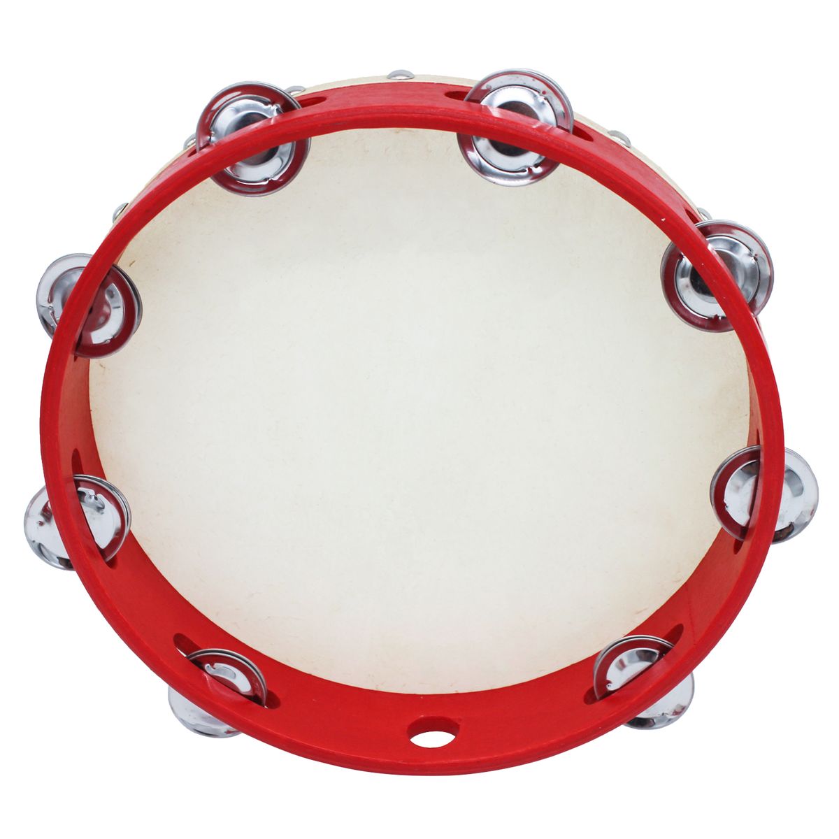 10 Inch Hand Tambourine With Metal Single Row 8pcs Metal