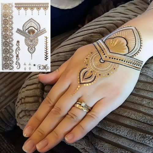 Metallic Henna Temporary Waterproof Tattoo Body Art Sticker Set