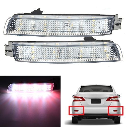 1 Pair LED Bumper Reflector Red Lens Tail Brake L Transparen