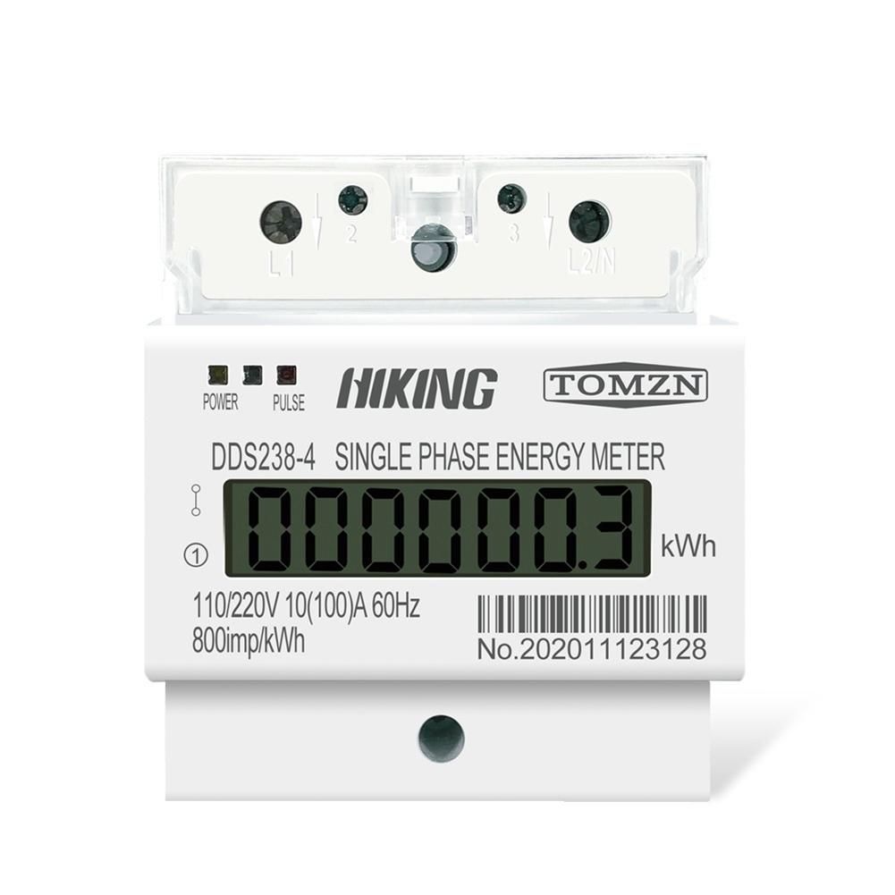 100A 110V 220V 50-60HZ LCD Single Phase 2 Wire 3 Wire Din-Rail KWh Watt Hour Energy Meter for America L L 110220V 60Hz