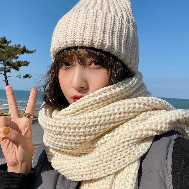 Thick Knitted Scarf Women #39;s Autumn And Winter Korean
