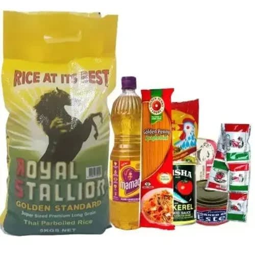 Rice 5kg - Spaghetti 500g-2packs - Mamador Oil  900ml - Gino Tomato 70g - 5